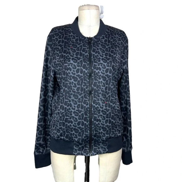 WITH Activewear Leopard Print Reversible Bomber Jacket Black Red Size Small - Picture 1 of 12